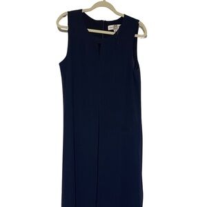 Emma & Michele Navy Blue dress, layered, mid length, chiffon dress. Sz L